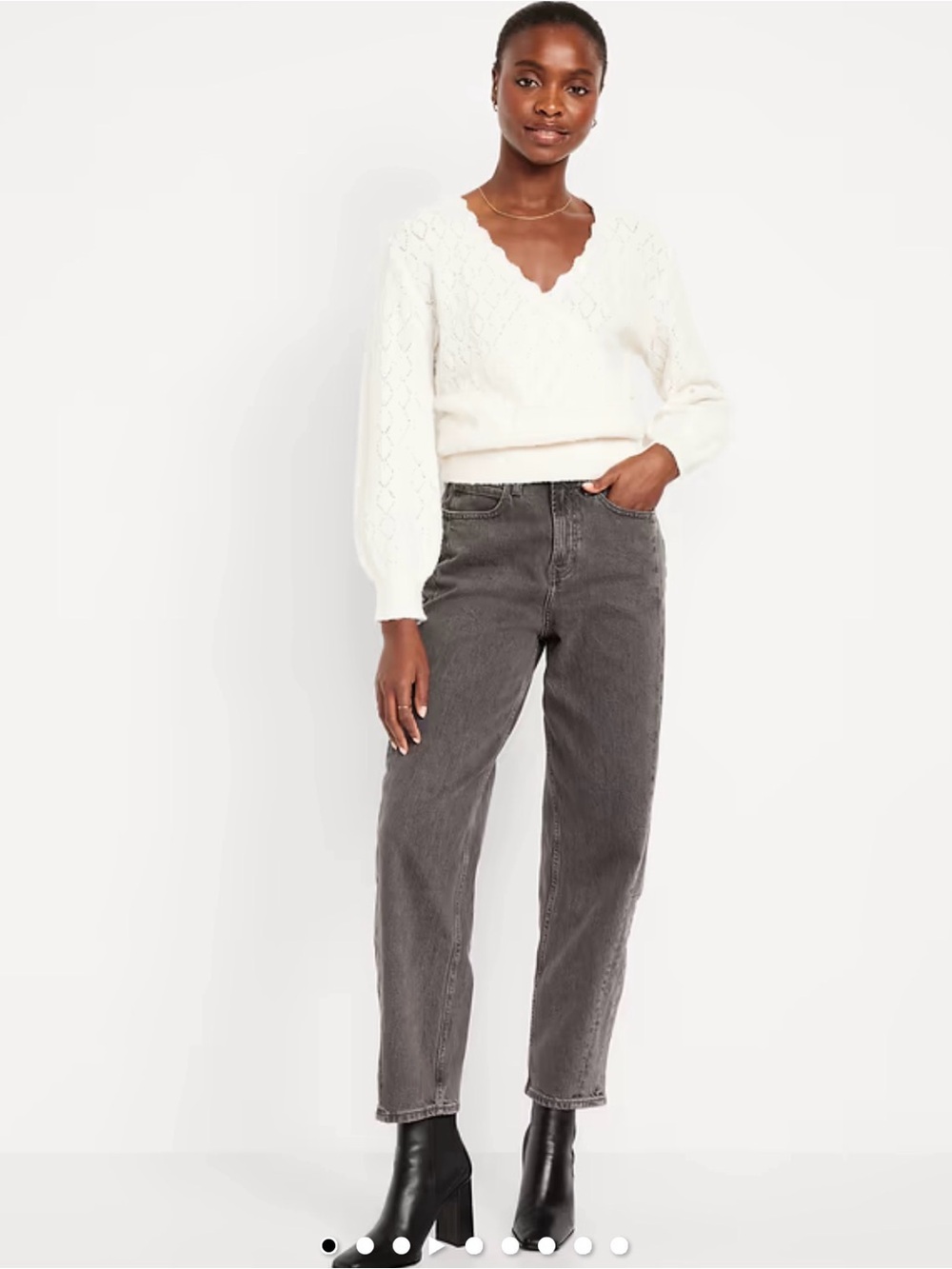 High-Rise Straight Leg Jeans in Charcoal Gray